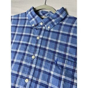 Johnnie O Hanging Out‎ Long Sleeve Blue Plaid Button Down Size XXL 100% Cotton